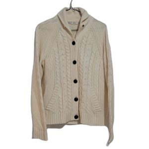 Woolrich Lambswool Coastal Cream Cable Knit Fisherman Button Up Sweater …